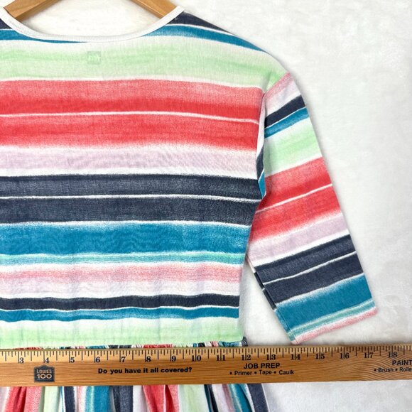 Tea Collection Striped Long Sleeve Hi Low Dress Girls Small 7 Multicolor - Picture 7 of 8